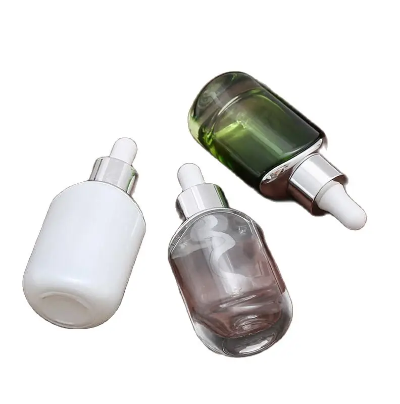 30MLpearl alb/sticlă verde sticlă cu argint dropper pentru esenta de ulei de ser de albire de îngrijire a pielii cosmetice de ambalare