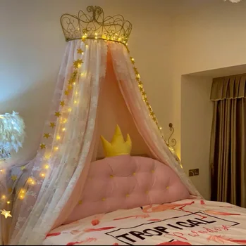 Stil European pat de fier cortina cadru coroana cortina cadru Printesa noptiera decorarea suportului plasă de țânțari rack de afișare