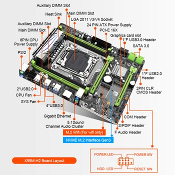 X99M-H2 & E5 2650 v3 & DDR4 8GB 2400MHZ *4 Combinație Kit Suport pentru Placa de baza Intel XEON E5 despre lga2011-3 M. 2 NVME USB3.0