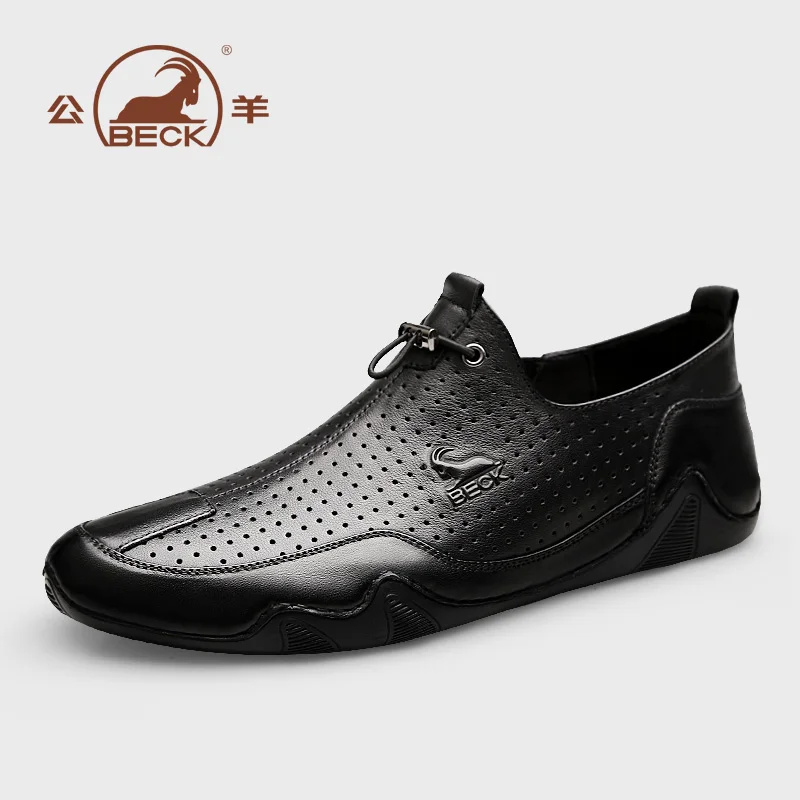 BECK pantofi casual pentru bărbați respirabil alb negru captuseala confortabila de conducere alunecare convenabil loafer din piele pantofi