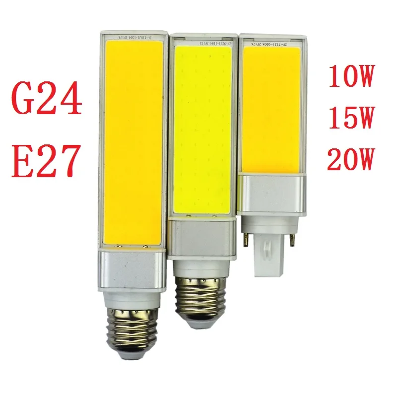 Lampada E27 G24 LED Orizontală Conectați lampa de 10W 15W 20W COB Bombillas Porumb Bec Alb Cald de lumină la fața Locului de Iluminat spoturi 10buc/lot 0