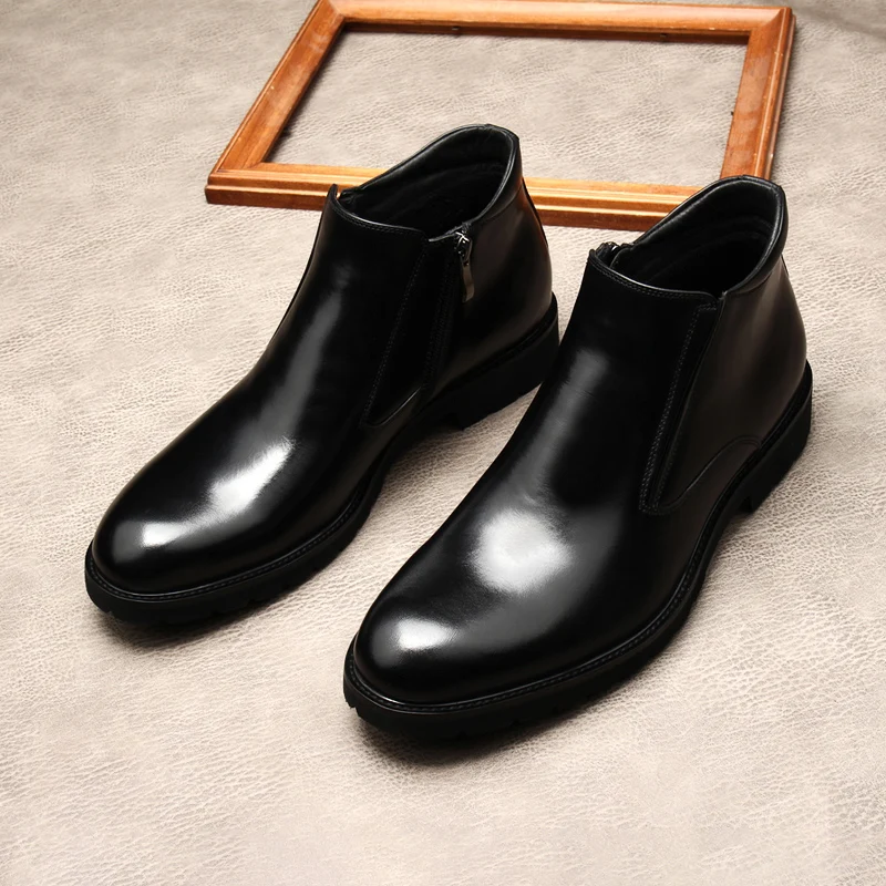 De mari Dimensiuni EUR45 Iarna Black Mens Glezna Cizme din Piele Cizme de Birou de sex Masculin, Pantofi