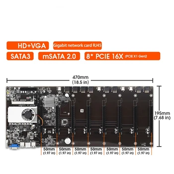 BTC-T37 Miner Placa de baza cu CPU Grup de 8 GPU Sloturi DDR3 8G RAM 128G MSATA SSD Cablu de Alimentare placă de bază Stabilite pentru BTC Miner 2