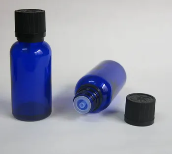 100buc 30ml culoare albastru Pahar ulei Esential de Sticla, 30cc Recipient de Sticlă cu capac negru