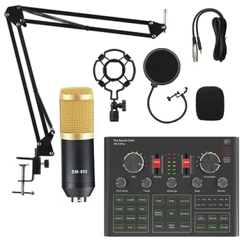 BM800 Microfon cu Condensator Set cu V9X PRO Live placa de Sunet, pentru Calculator Karaoke Studio de Înregistrare Smartphone
