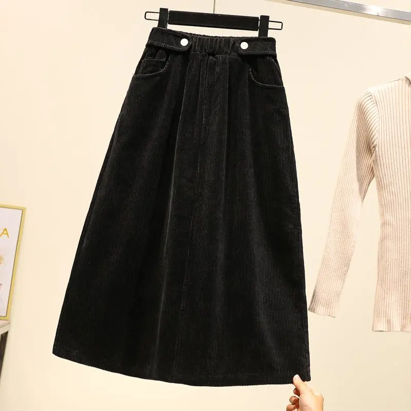 2022 Toamna Iarna Catifea, Fuste Vintage Plus Dimensiunea Îmbrăcăminte pentru Femei, Cu Curea Subțire Vrac a-line Fusta Sac de Șold D607