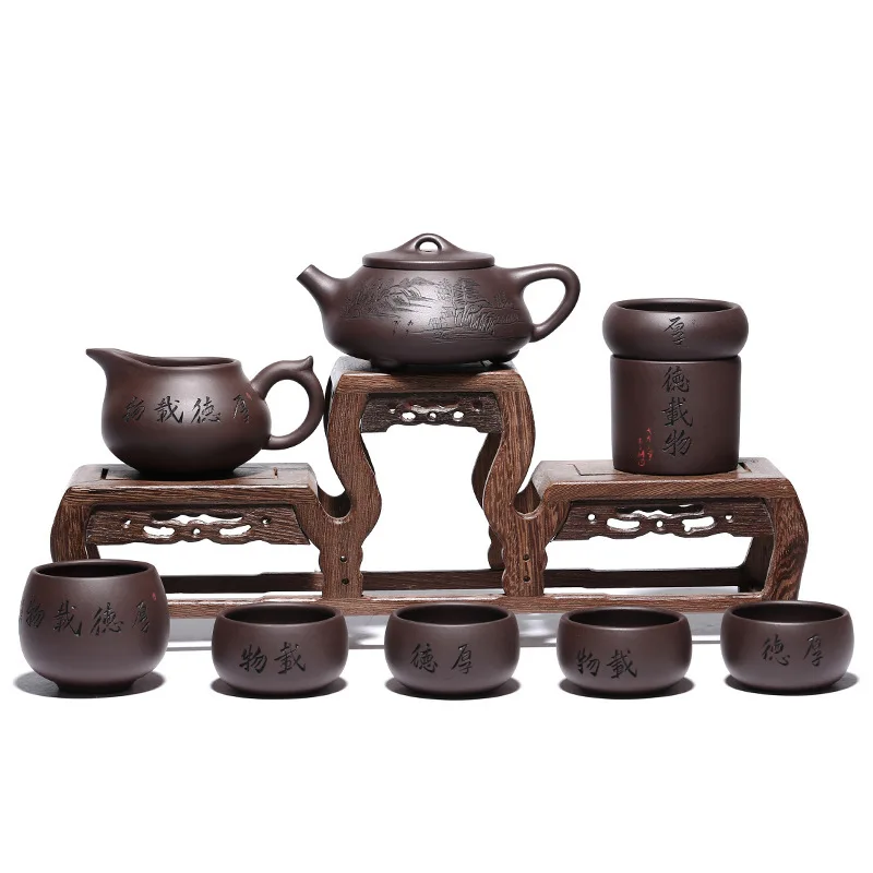 En-gros Set Cadou de Shihu Nisip Violet Set de oale, Houde Purtător Set de Ceai, Nouă Seturi de Ceainic Sculptură Producător