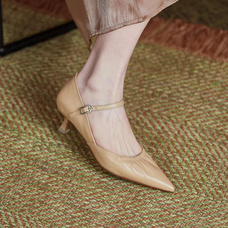 Salu 2021 Mary Jane Pantofi Femei Tendință de Moda din Piele Femei Pantofi Primavara-Vara Tocuri joase Pompe de sex Feminin nunta