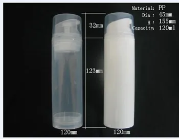 100buc/lot PP 120ml airless sticla, alb culoare clară pompa airless crema de sticla 120ml plastic sticlă vid