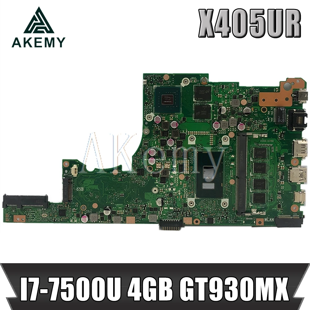 Akemy X405UR Pentru Asus X405U X405UN X405UR X405URR X405URP X405UQ X405UF Laotop Placa de baza X405UR Placa de baza I7-7500U GT930MX 4GB 5