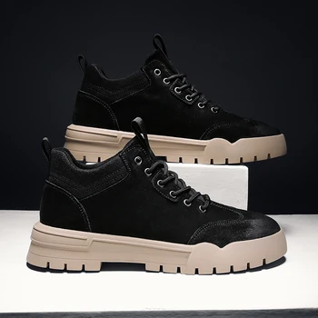 Zapatos Casuales Hombre Para Mens Ghete Casual Din Piele Pantofi Barbati Om De Moda De Siguranță În Aer Liber Încălțăminte De Cauzalitate Negru Pantofi