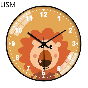 Desene animate Ceas de Perete cu Design Modern Nordic Sticlă Horloge Animal Murale Ceas de Perete Dormitor Copii pentru Fete Reloj De Pared Ceasuri