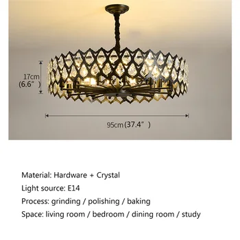 OUFULA Candelabru Negru Corpuri de iluminat Moderne, Creative, Filiala Cristal Pandantiv Lampa Acasă LED pentru Decor
