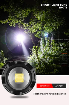 Super-Luminos XHP50 LED Lanterna din Aliaj de Aluminiu USB Reîncărcabilă Lanterna în aer liber rezistent la apa Lanterna Camping Lanterna