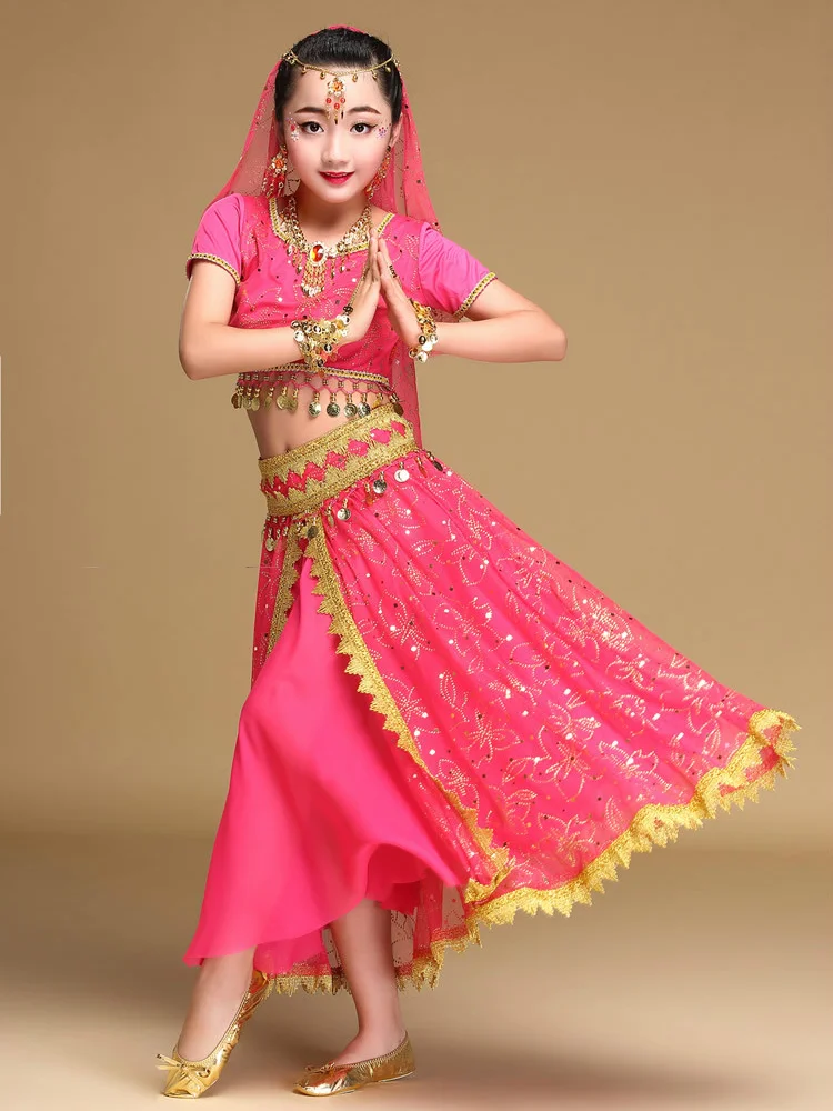 Copiii Orientale De Dans Bollywood Costume Set Dans Indian Costum Rochie, Costume De Fete De Burtă De Dans De Performanță De Dans Uzura