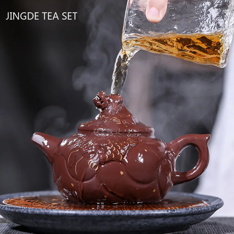 Chineză Yixing Ghivece de Ceai Dragon Forma Violet Ceainic de Lut Frumusete Fierbător Minereu Brut Manual Teaware Personalizate Lega Guanyin 180 ml