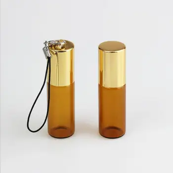 5ml amber rola pe sticle de uleiuri esențiale roll-on reîncărcabile sticla de parfum deodorant recipiente cu capac negru F20172066