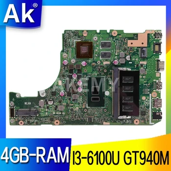 Akemy X302UA_UJ Laptop placa de baza Pentru Asus X302UV X302UA X302UJ original, placa de baza 4GB-RAM I3-6100U GT940M 90NB0BM0-R00020