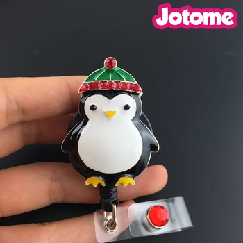 Crăciun Dolofan Pinguin Stras Asistenta retractabil Carte de IDENTITATE Insigna Titularul