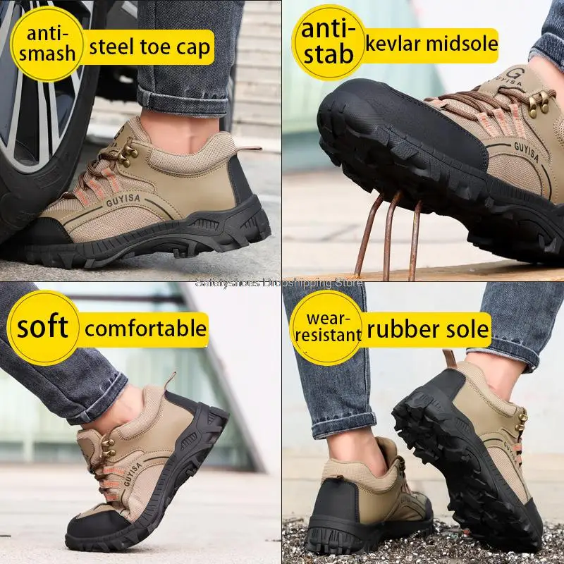 Respirabil Siguranță Pantofi pentru Bărbați din Oțel Deget de la picior Cauciuc Anti-sparge Uzura-rezistent la Munca de Pantofi pentru Bărbați Cizme de Securitate de sex Masculin Cizme de Dropshipping