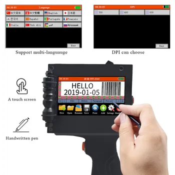 Handheld Portabil Inkjet Printer Mini Eticheta de Imprimare Mașină Ecran Tactil de 300-600 DPI Inteligent USB Cod QR Inkjet Imprimantă de Etichete