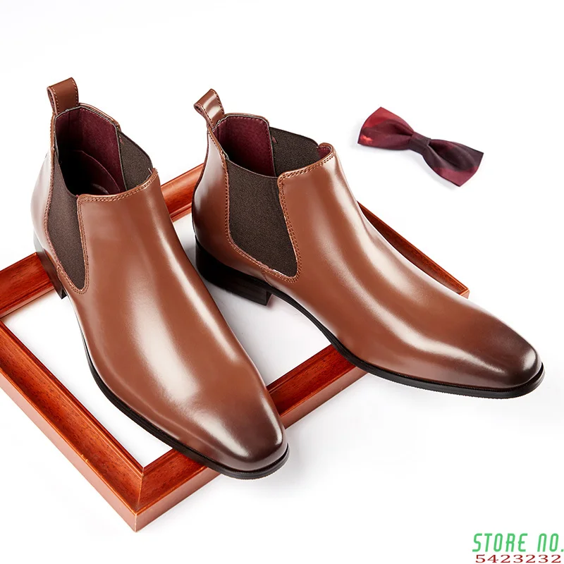 Iarna Noi Dimensiuni Mari Lucrate Manual Pentru Bărbați Cizme Vintage Britanic Din Piele Pantofi Rochie Lucru De Afaceri Glezna Cizme Chelsea