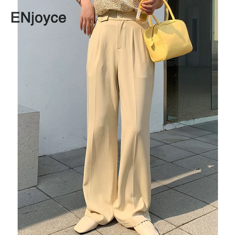 2021 Vară Talie Mare Pantaloni Costum Femei Picior Drept Pantaloni Casual Loose Pant Coreean Haine Office Doamnelor Pantaloni De Lucru