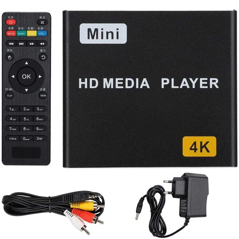 4K HD Player Media Digital, HDMI Compatibil USB-S / SPDIF Media Player Suport TF Card cu Telecomanda UE Plug