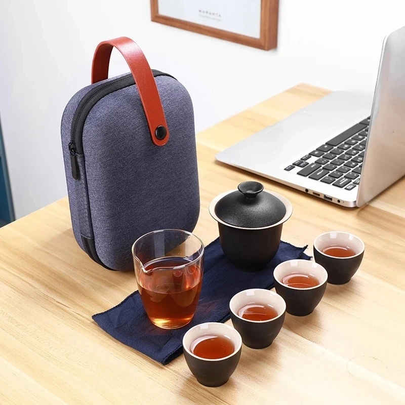 Kung Fu Set de Ceai-O Oală de Patru Cesti Ceramice Portabil Ceainic Set de Călătorie Gaiwan Cesti de Ceai de Ceremonie de Ceai Ceașcă de ceai Cadou frumos