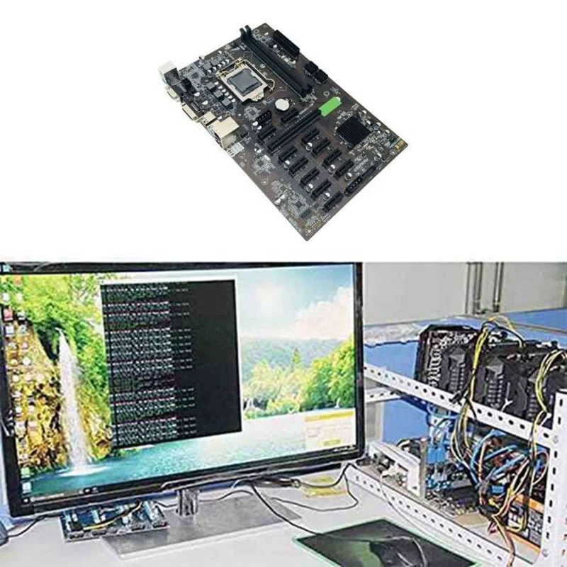 B250 BTC Mining Placa de baza cu G3920 CPU+RGB Fan 12XGraphics Slot pentru Card de LGA 1151 DDR4 USB3.0 SATA3.0 pentru BTC Miner 2