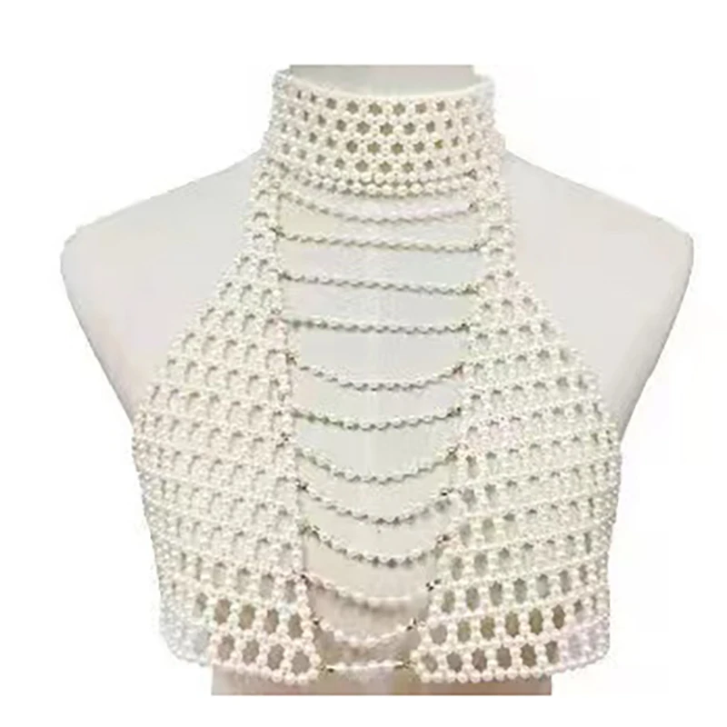 Moda handmade pearl lanț de umăr cristal lanț de corp fete perla cravată colier rochie sexy, accesorii pentru femei bijuterii