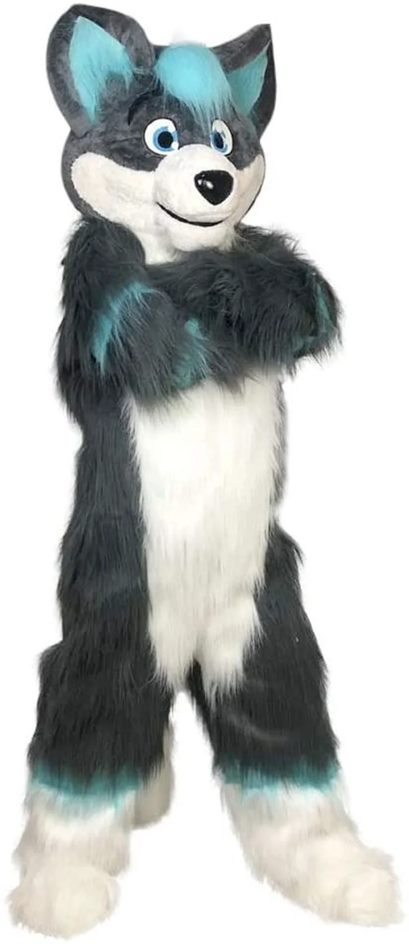Timp De Blană De Pluș Husky Vulpe Câine Mascota Costum Unisex Cosplay Carnaval Fursuit