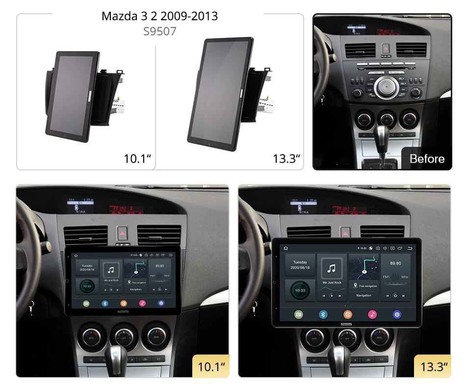 1920*1080 Android 10.0 Ownice 13.3 Inch Rotație Autoradio 1 Din pentru Mazda 3 2 2009 - 2013 Radio Auto GPS Auto Multimedia DSP IPS