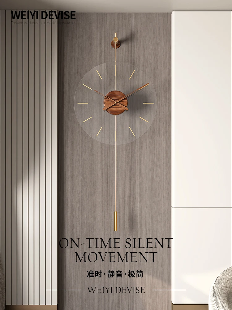 Minimalist din Lemn Ceas de Perete Tăcut Transparent Casa Moderna Ceas de Perete cu Pendul Nordic Horloge Murale Living Decorul Camerei EI50WC