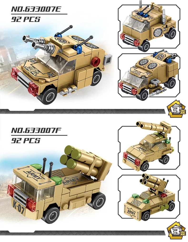 Militare moderne 8in1 cu Roți rezervor batisbricks bloc ww2 luptător mașină Blindată de Rachete al meu distrugerea vehiculului brick toy