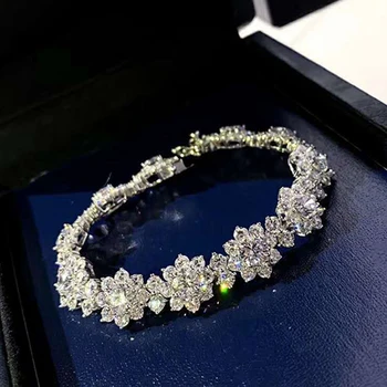 Argint 925 Floarea Soarelui Plin De Diamante Brățară Coreea Brand De Lux Brățări Pentru Femei Accesorii De Nunta Bijuterii Fine