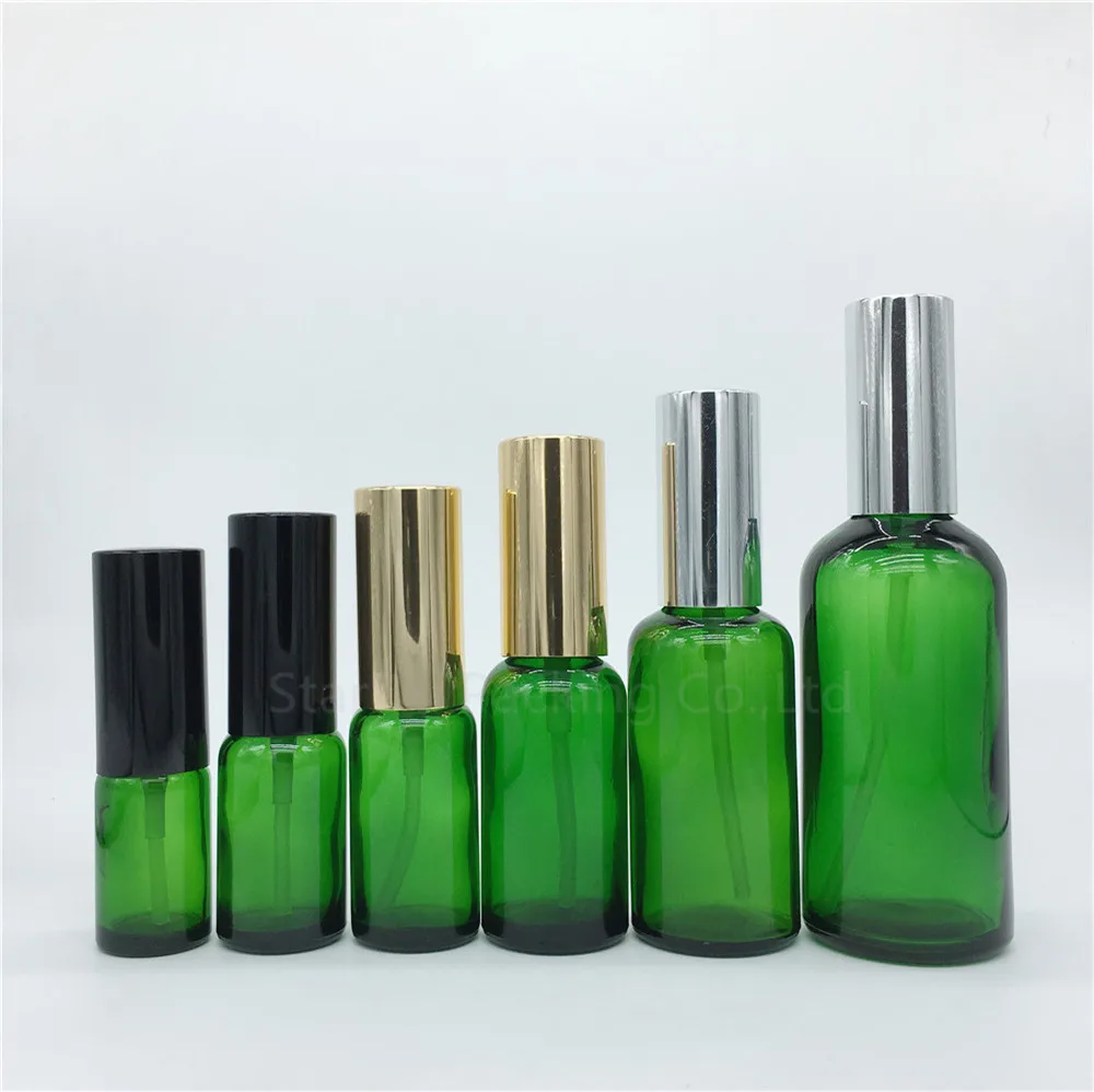500PCS 10 ml 15 ml 20 ml 30 ml 50 ml 100 ml Gol de Sticlă verde Sticla cu Pulverizator Parfum Container de unică folosință Cosmetice Atomizor sticle 3