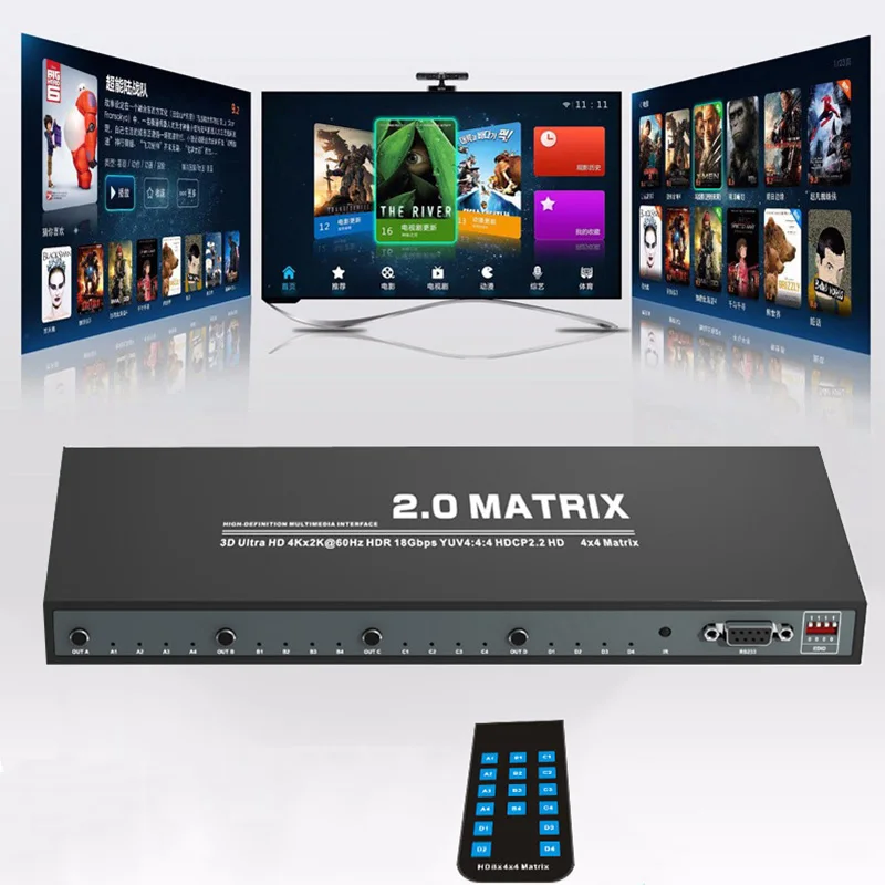 4K 60Hz compatibil HDMI 4x4 3x3 2x2 Matrix Switch Splitter 4 În 4 1080P Video Converter 3D pentru PS4 XBOX DVD, PC Cu Monitor TV