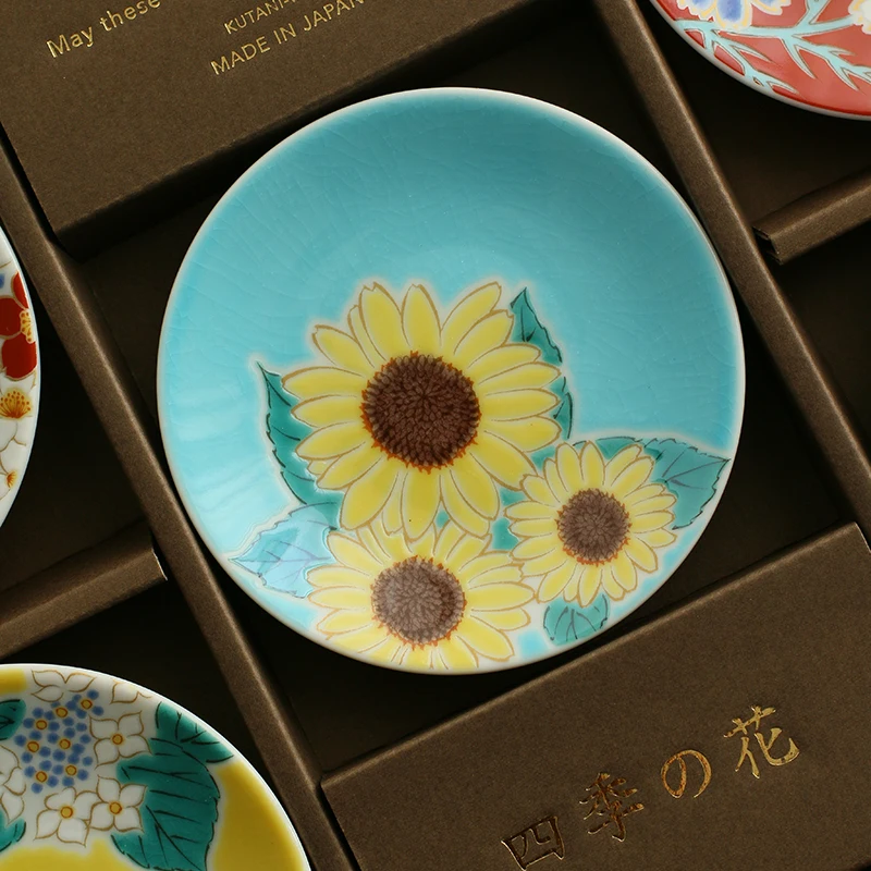 Arde de mână-pictat importate din Japonia patru anotimpuri cu flori set de antrenare mici de flori sere de mireasa cu mâna cutie de cadou