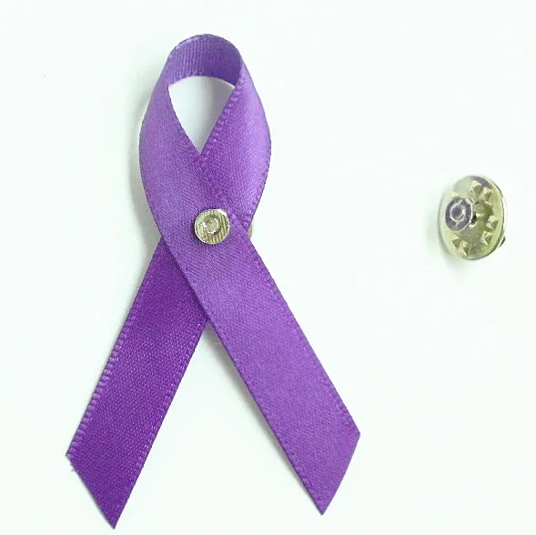 500pcs DHL transport gratuit Leiomiosarcom & Pancreatic Cancer Awareness Ribbon Bow Broșă pin un simbol al violenței domestice
