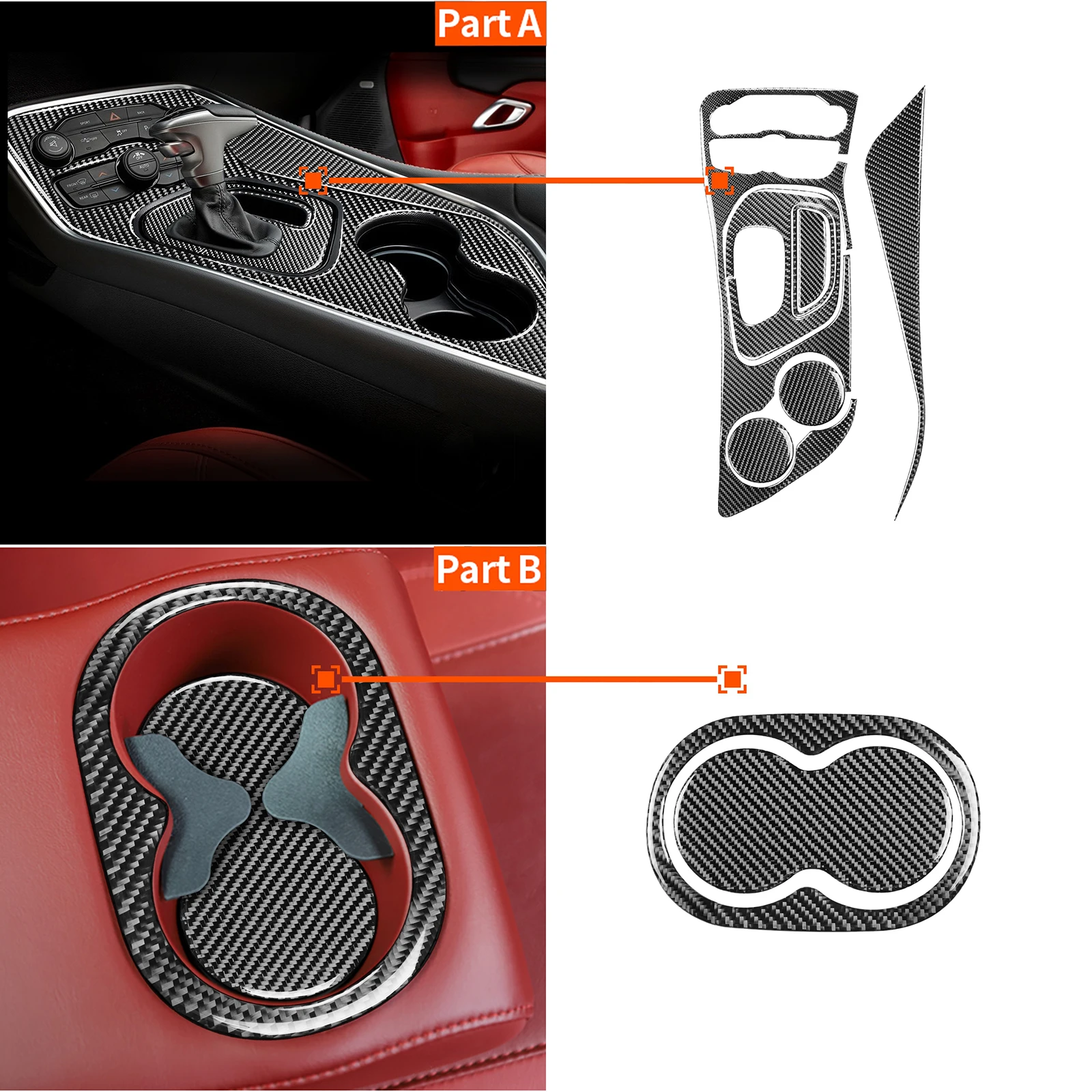 Fibra De Carbon Interiorul Masinii De Viteze Schimbare Panou Ornamental Autocolant Se Potrivesc Pentru Dodge Challenger-2020