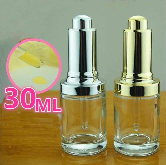 30ml de Argint/aur ulei esential de sticla cu UV capac de plastic +sticlă pipetă pentru cosmeticl ambalaj 200pcs/lot