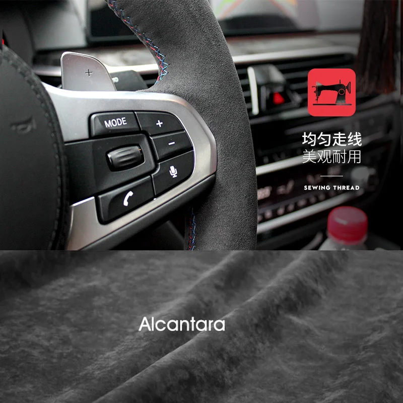 Real Alcantara & Carbon Fible capac volan pentru Porsche Macan, Cayenne taycan panamra 718 Macan 9YA 911 Sutura de Prindere de mână 0