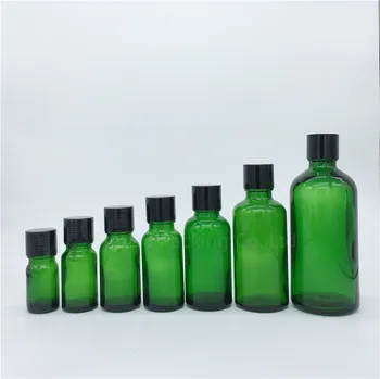 500PCS 5 ml/10ml/15ml/20ml/30ML/50ml/100ml Verde de Sticlă Flacoane de Ulei Esential de Sticla Cu Negru Capac de Sticla de Parfum 2