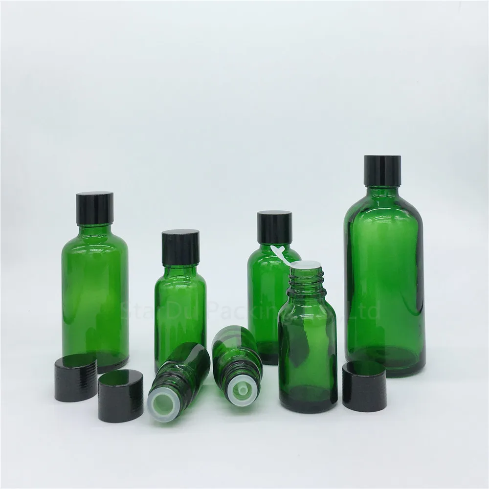 500PCS 5 ml/10ml/15ml/20ml/30ML/50ml/100ml Verde de Sticlă Flacoane de Ulei Esential de Sticla Cu Negru Capac de Sticla de Parfum 3