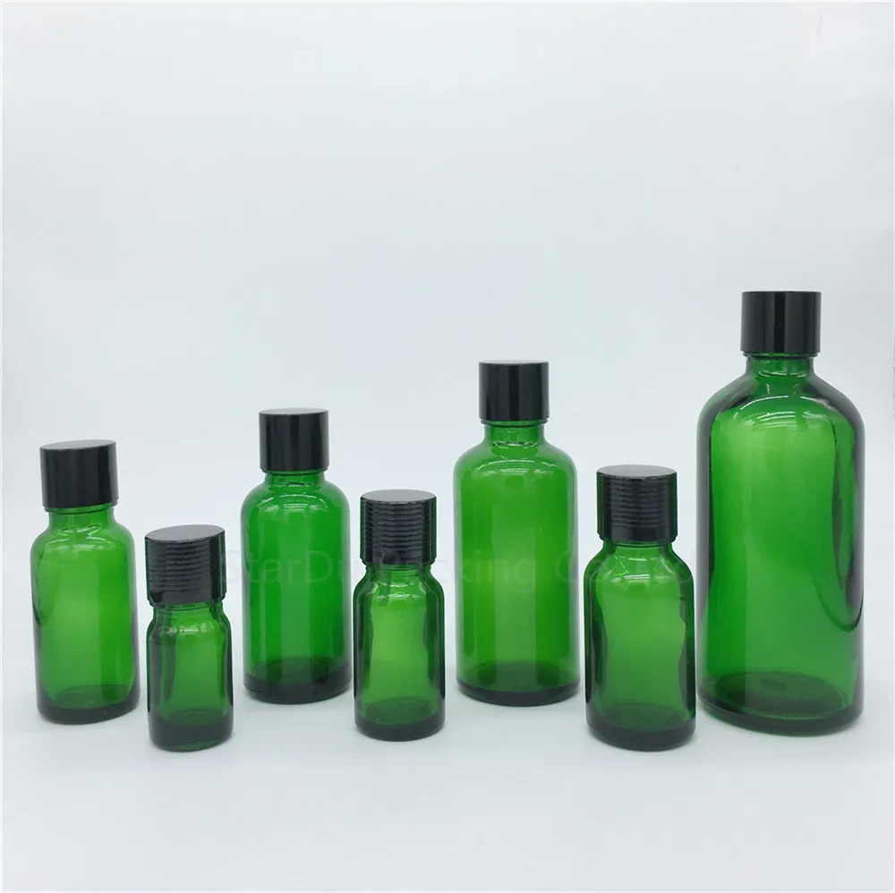 500PCS 5 ml/10ml/15ml/20ml/30ML/50ml/100ml Verde de Sticlă Flacoane de Ulei Esential de Sticla Cu Negru Capac de Sticla de Parfum 4