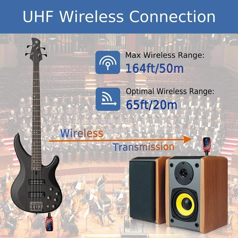 Wireless de Chitara Sistem UHF Wireless de Chitara Transmițător Receptor HD Cu Ecran cu LED-uri Pentru Chitara Electrica Instrumente