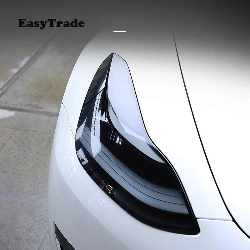 Pentru Tesla Model S Accesorii 2019 2020 TPU Transparent Negru Film Faruri Masina Folie de Protectie Anti-scratch Autocolant 2 Buc
