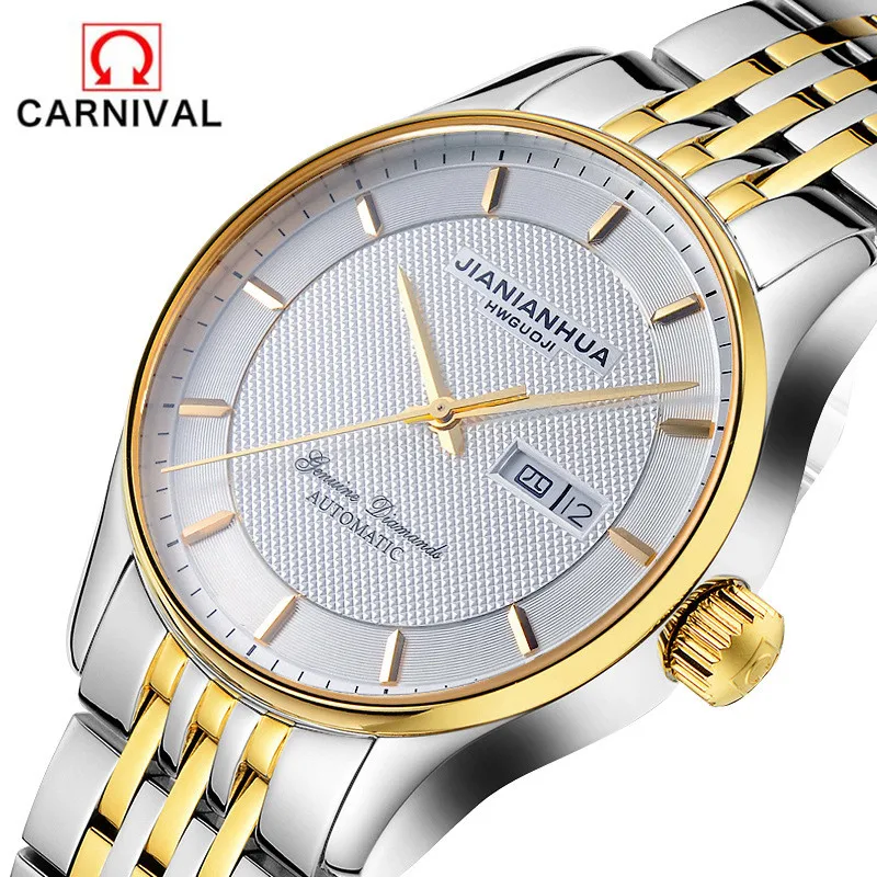 CARNAVALUL de Brand de Lux de Aur Ceas Automatic Barbati Impermeabile de Afaceri de Moda Rochie de Calendar Mecanice Ceasuri Reloj Hombre