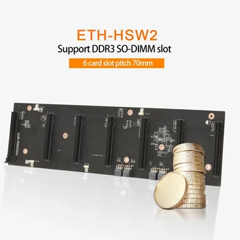ETH-HSW2 BTC Mining Placa de baza 6 Cărți PCIE X16 Slot 70mm DDR3 so-DIMM RAM MSATA USB 2.0, cu 6 Cabluri de Alimentare